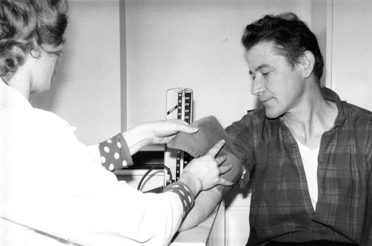 A North Karelian citizen has his blood pressure checked in 1972