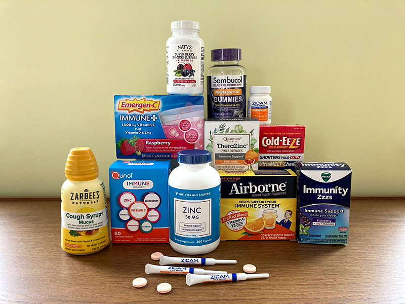 A collection of some of the zinc supplements available in pharmacies.