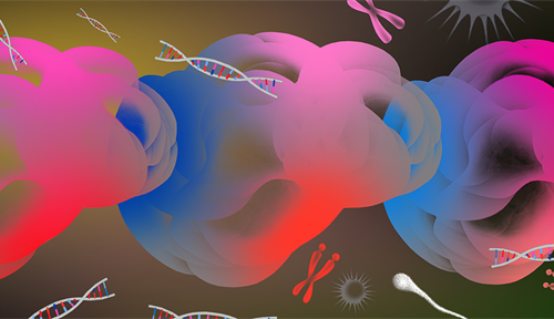 A conceptual illustration with the message that the causes of autism are many. This variety in genetic and environmental triggers may help explain why the condition itself is so variable.