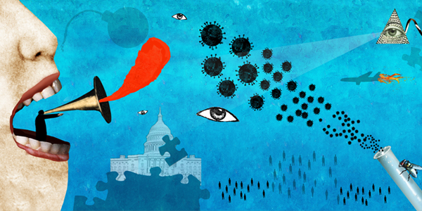 Conceptual illustration of conspiracy theories. 