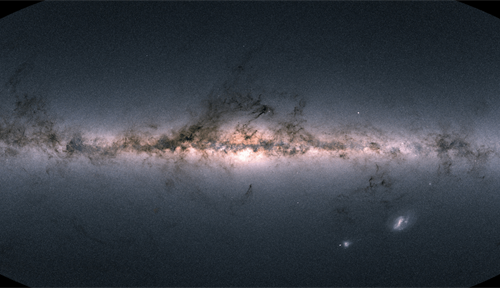 Photo shows the breadth of the massive Milky Way galaxy as well as its two most well-known (and much smaller) satellite galaxies.