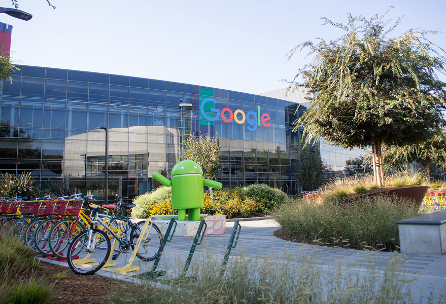 A photograph of the Google campus. Google is a company standout for using data to drive its management decisions.