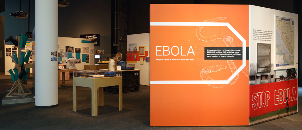 Photograph of a museum exhibition about Ebola.