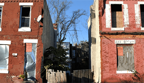 Photograph of derelict houses in Philadelphia