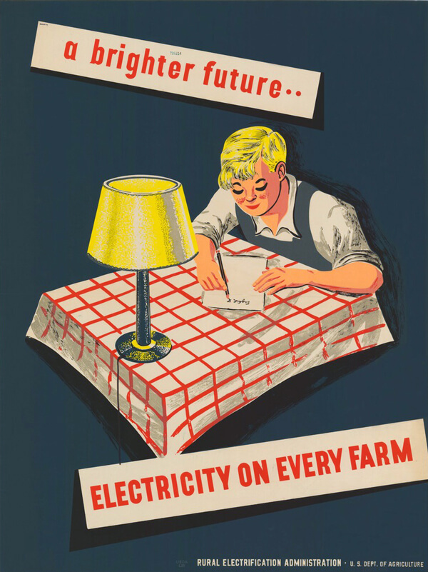 Early poster from the Rural Electrification Administration.