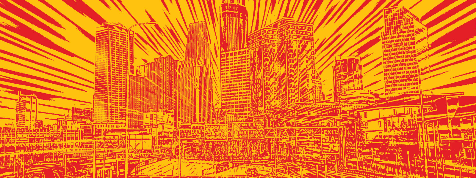 Conceptual illustration shows skyscrapers overlaid in red.