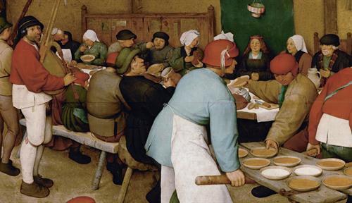 Painting of a peasants’ wedding feast, a classic 1567 work by Dutch Renaissance painter Pieter Bruegel the Elder. Food has long been linked to celebration across many cultures.